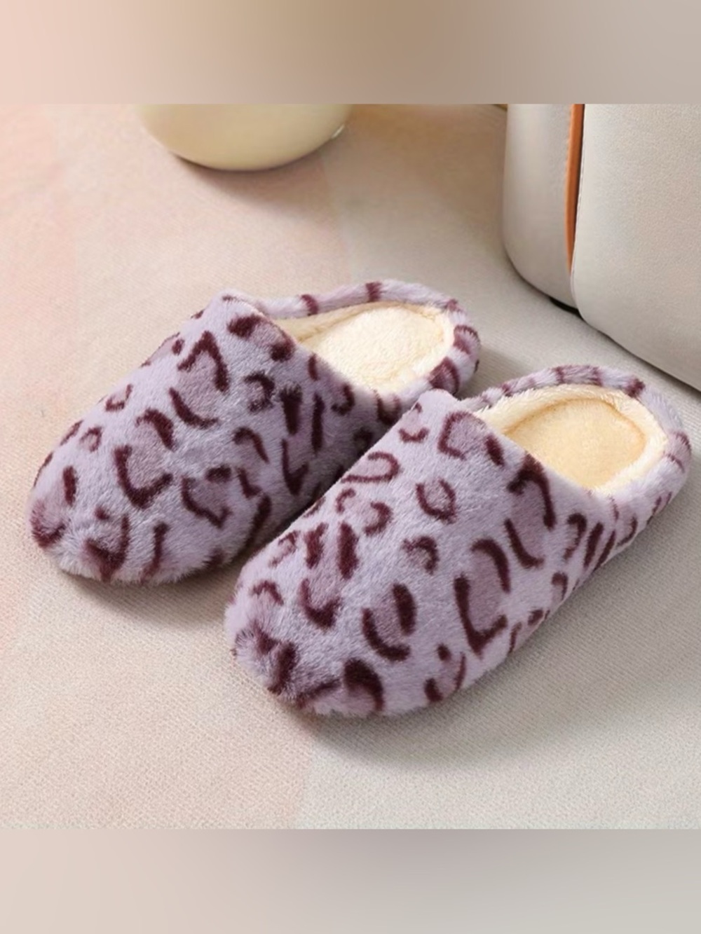 NWT Purple Leopard Slippers Fluffy